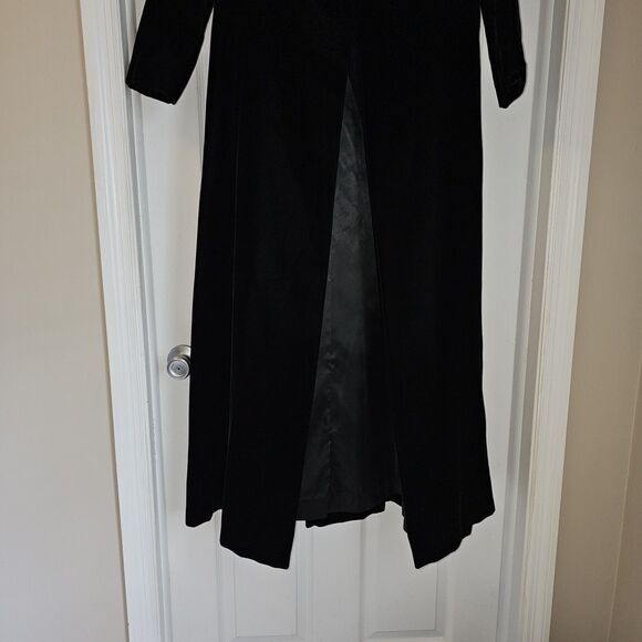 Candi Wrap Vintage 70s Lined Black Velvet Maxi Opera Coat USA Whimsigoth Goth S - Picture 3 of 12
